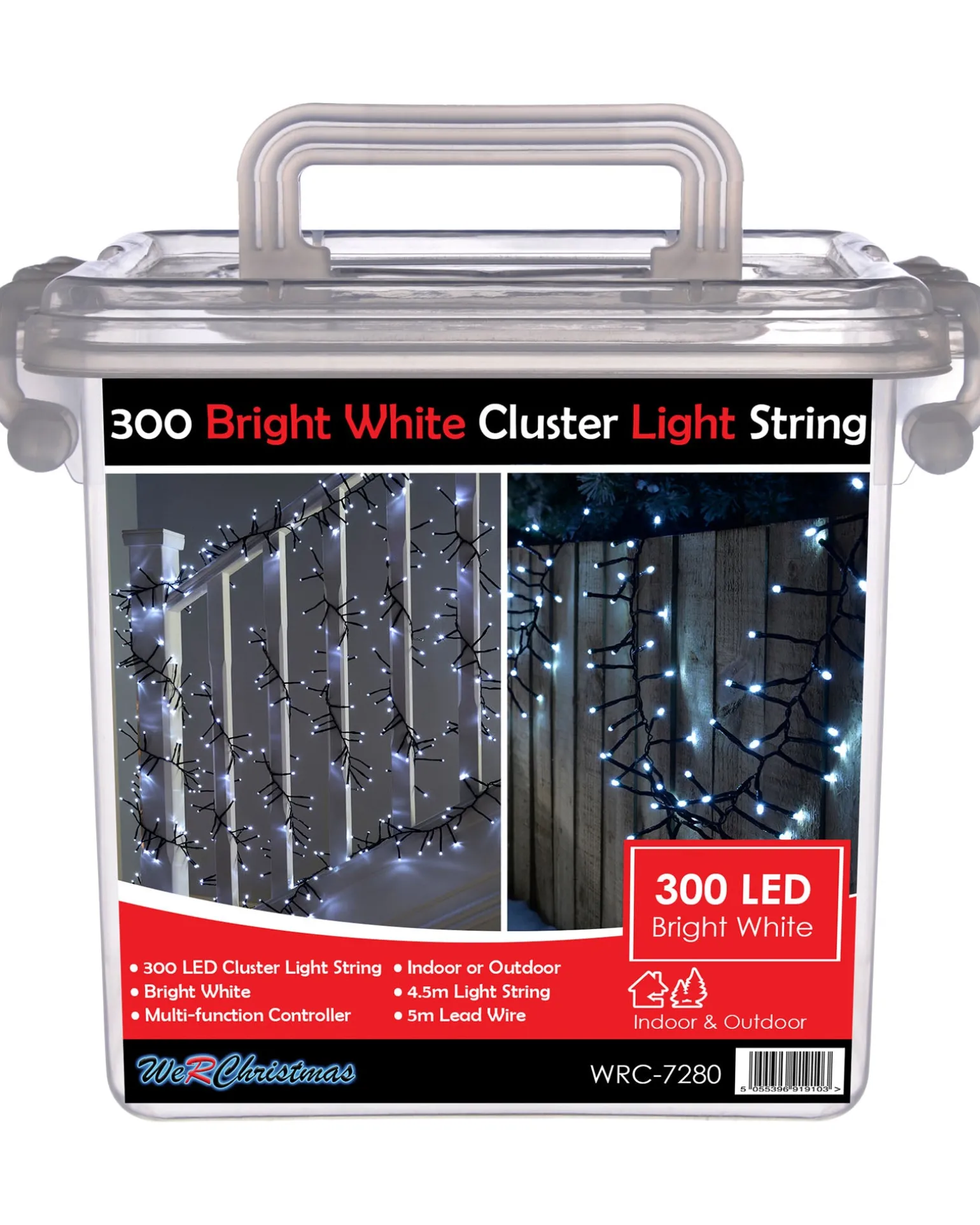 WeRChristmas 180 Chasing Cluster Light String, Bright White^ Cluster Lights|Tree Lights