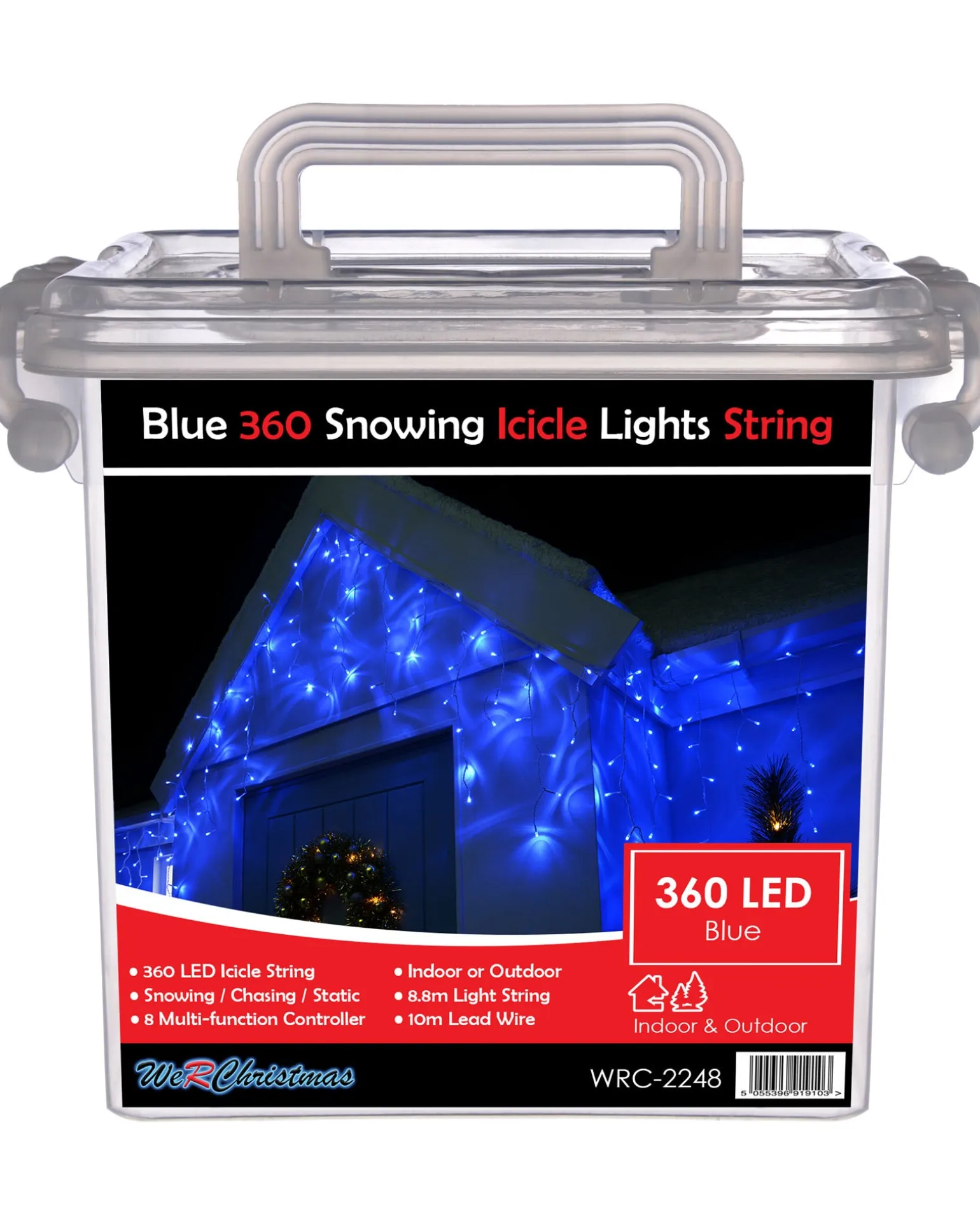 WeRChristmas 360 Icicle LED Light String, Blue, 8.8 M^ Icicle Lights