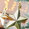 WeRChristmas 6 Pack Of Hanging Stars, Gold, 7.5 Cm^ Shatterproof Baubles