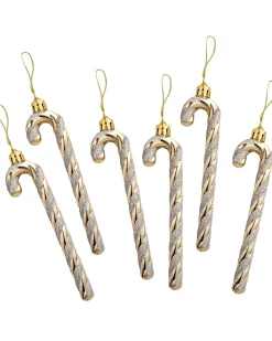 WeRChristmas 6 Pack Of Shatterproof Candy Canes, Gold, 13 Cm^ Shatterproof Baubles