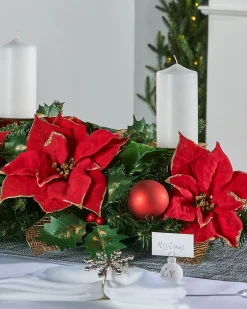 WeRChristmas 3 Pillar Decorated Garland Candle Holder, Red, 76 Cm^ Table Decorations|Candle Holder Garlands