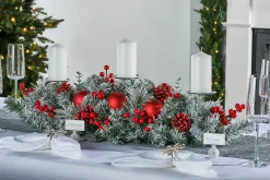 WeRChristmas 3 Pillar Decorated Garland Candle Holder, Frosted, 76 Cm^ Table Decorations|Decorated Garlands