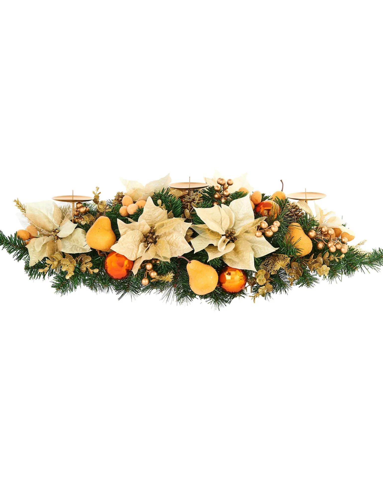 WeRChristmas 3 Pillar Decorated Garland Candle Holder, Copper, 76 Cm^ Table Decorations|Candle Holder Garlands