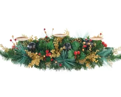 WeRChristmas 3 Pillar Decorated Garland Candle Holder, 76 Cm^ Table Decorations|Candle Holder Garlands