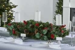 WeRChristmas 3 Pillar Decorated Garland Candle Holder, Red, 76 Cm^ Table Decorations|Candle Holder Garlands