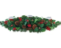 WeRChristmas 3 Pillar Decorated Garland Candle Holder, Red, 76 Cm^ Table Decorations|Candle Holder Garlands