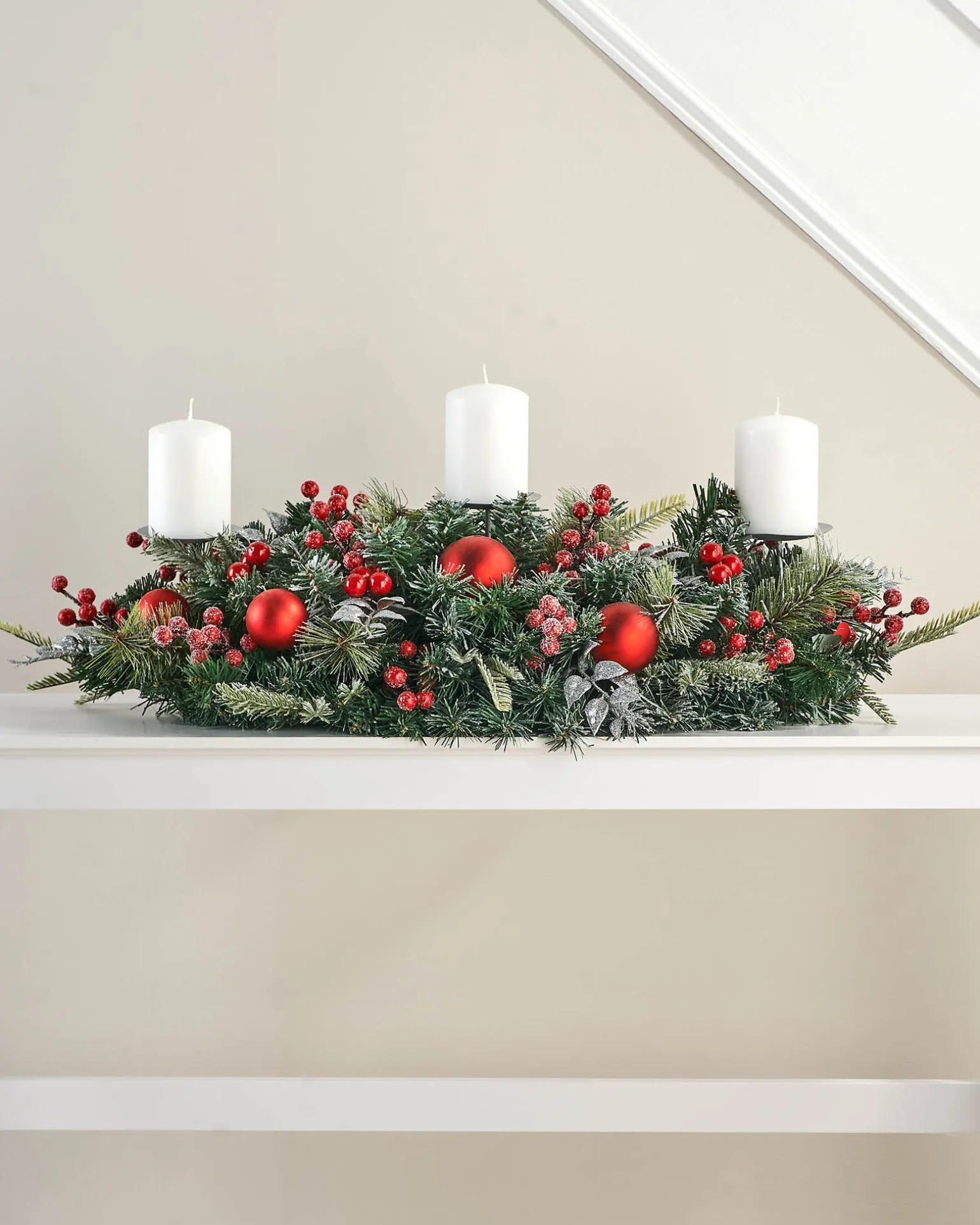 WeRChristmas 3 Pillar Decorated Garland Candle Holder, 76 Cm^ Table Decorations|Candle Holder Garlands