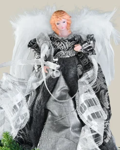 WeRChristmas Angel Christmas Tree Topper, Silver/Black, 25 Cm^ Tree Toppers