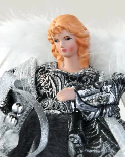 WeRChristmas Angel Christmas Tree Topper, Silver/Black, 25 Cm^ Tree Toppers