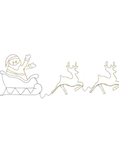 WeRChristmas Animated Reindeer With Santa Sleigh Rope Light Silhouette, 1 M^ Christmas Characters|Outdoor Lighted Reindeer
