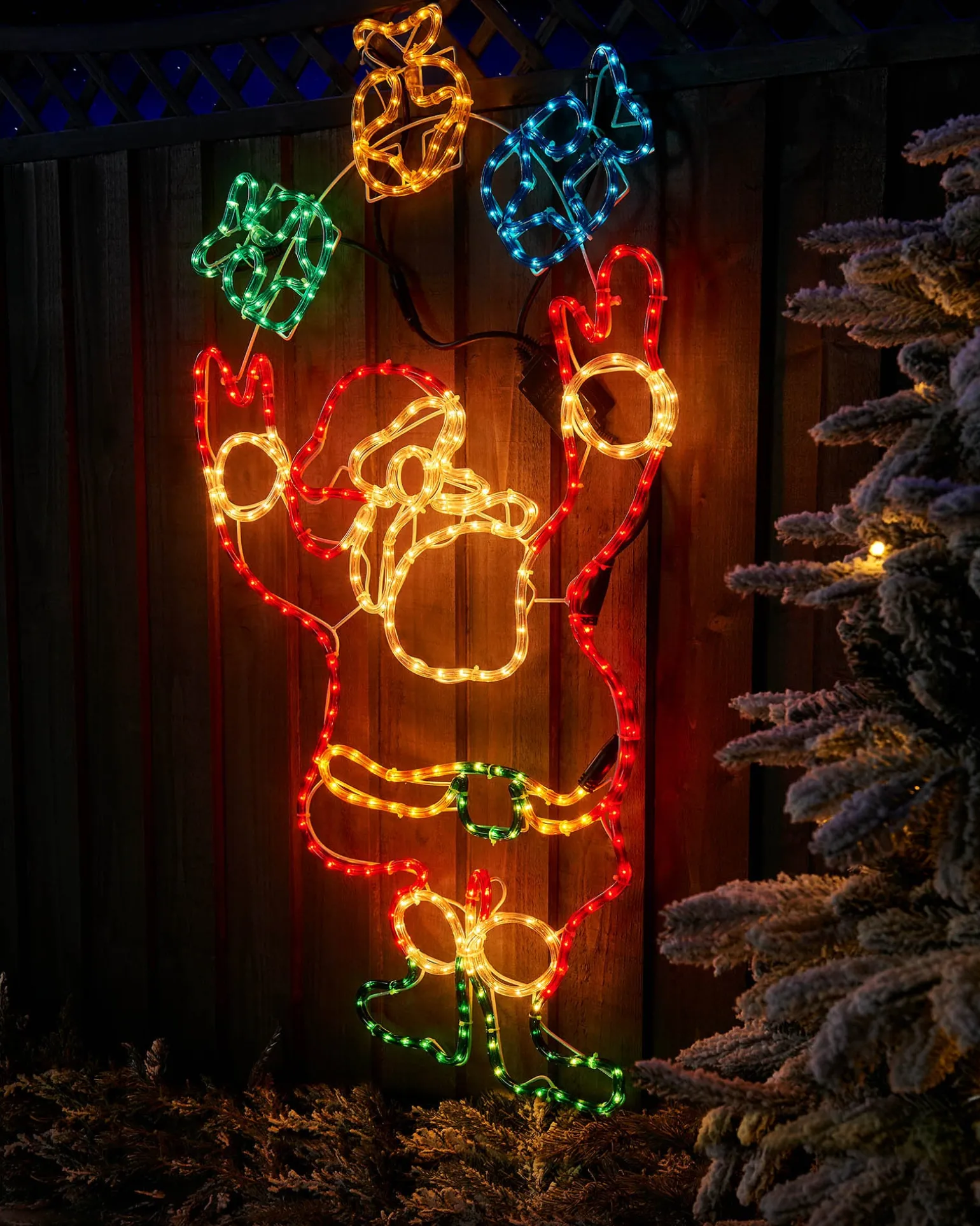 WeRChristmas Animated Santa And Presents Rope Light Silhouette, 114 Cm^ Christmas Characters