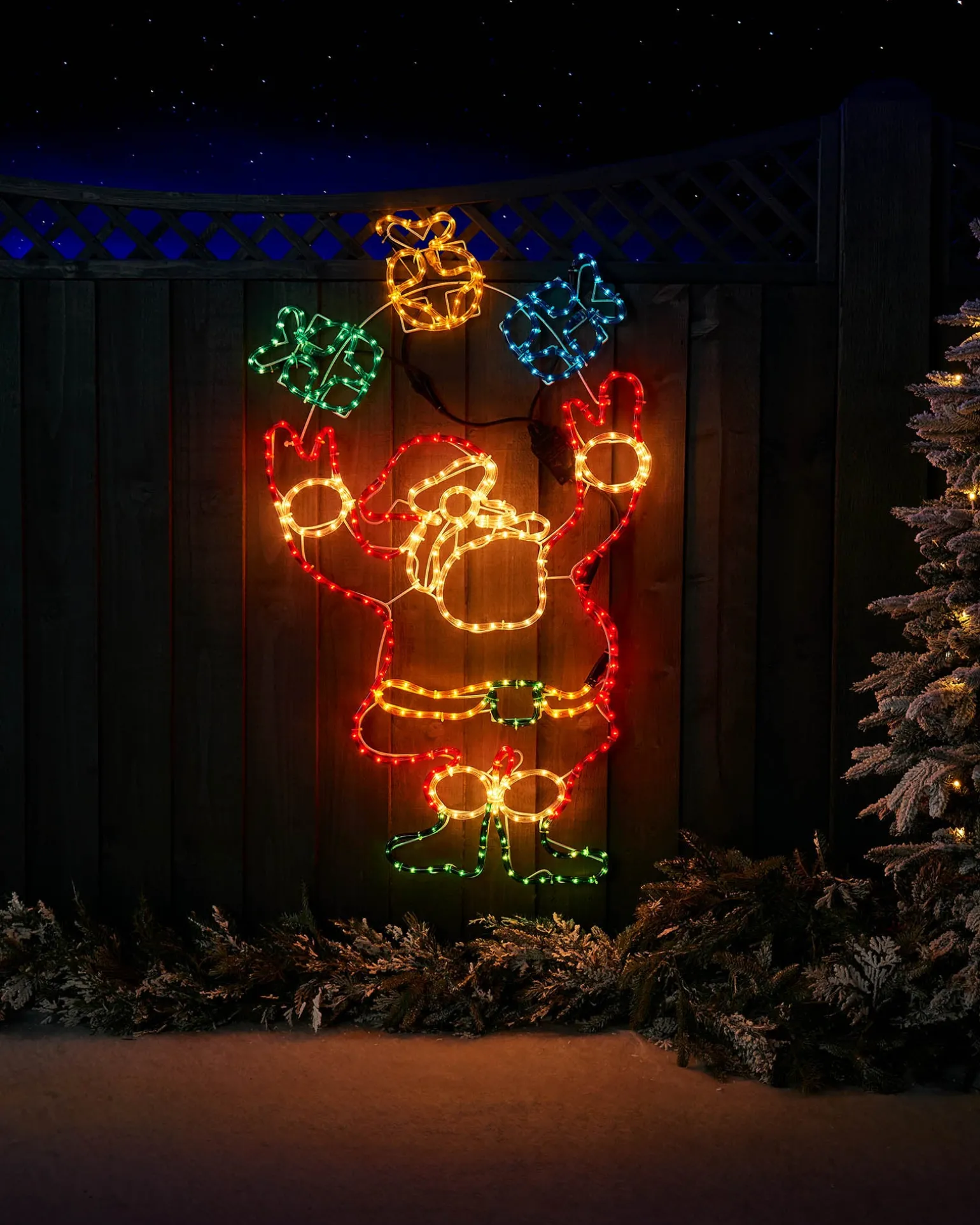 WeRChristmas Animated Santa And Presents Rope Light Silhouette, 114 Cm^ Christmas Characters