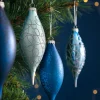 WeRChristmas Antarctica Blue Glass Baubles, 5 Pack, 15 Cm^ Glass Baubles