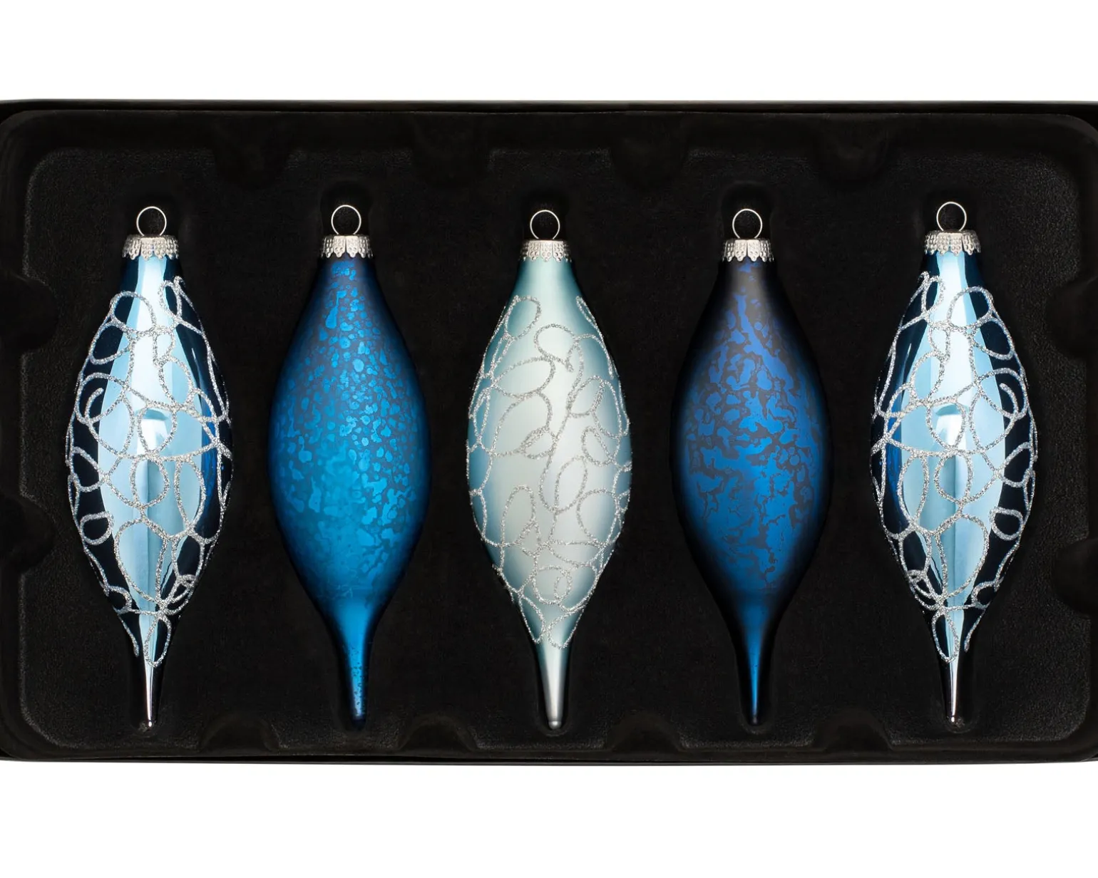WeRChristmas Antarctica Blue Glass Baubles, 5 Pack, 15 Cm^ Glass Baubles