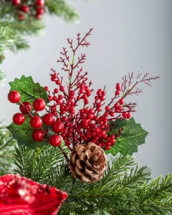 WeRChristmas Artificial Berries And Pinecones Tree Pick, Red, 20 Cm^ Flowers & Foliage|Flowers & Foliage