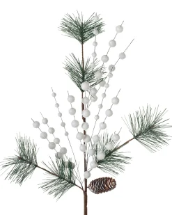 WeRChristmas Artificial Berries And Pinecone Pick, White, 66 Cm^ Flowers & Foliage|Flowers & Foliage