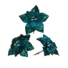 WeRChristmas Artificial Emerald Poinsettia Flower With Clip, 3 Pack, 12 Cm^ Flowers & Foliage|Flowers & Foliage