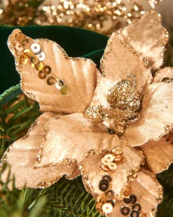WeRChristmas Artificial Gold Poinsettia Flower With Clip, 3 Pack, 12 Cm^ Flowers & Foliage|Flowers & Foliage