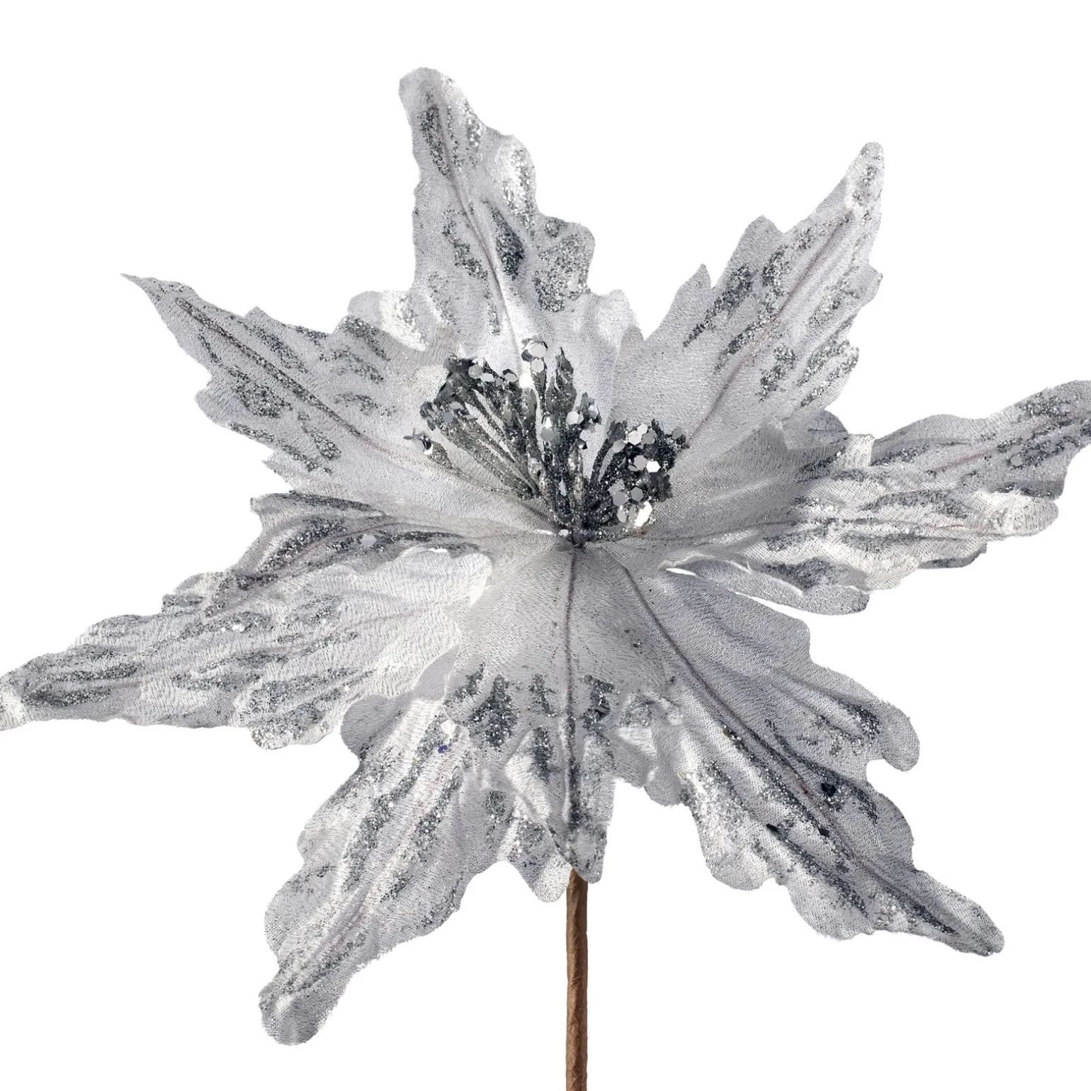 WeRChristmas Artificial Poinsettia Flower, Silver, 30 Cm^ Flowers & Foliage|Flowers & Foliage