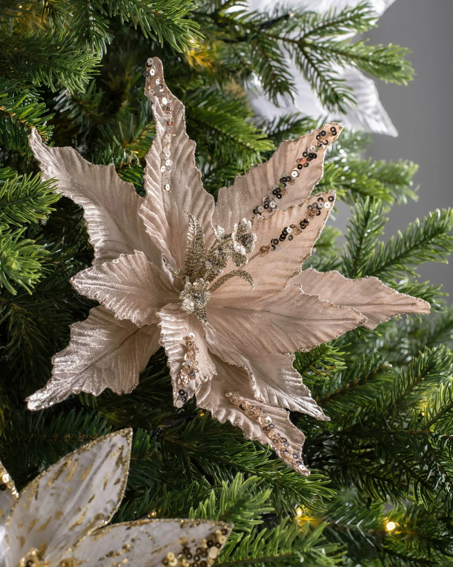WeRChristmas Artificial Poinsettia Flower, Gold, 32 Cm^ Flowers & Foliage|Flowers & Foliage