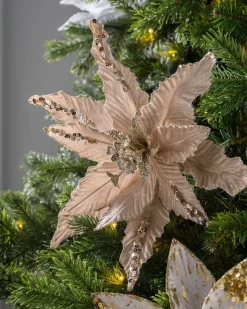 WeRChristmas Artificial Poinsettia Flower, Gold, 32 Cm^ Flowers & Foliage|Flowers & Foliage