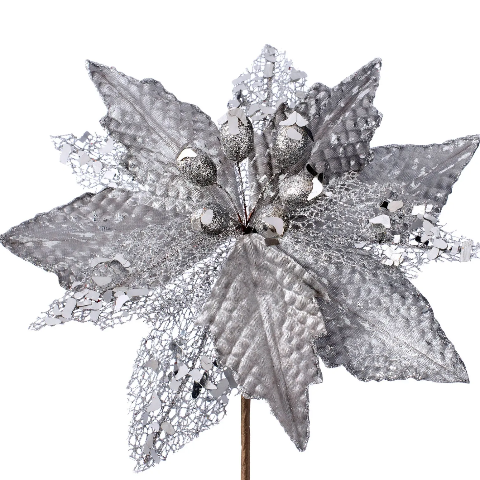 WeRChristmas Artificial Poinsettia Flower, Silver, 29 Cm^ Flowers & Foliage|Flowers & Foliage