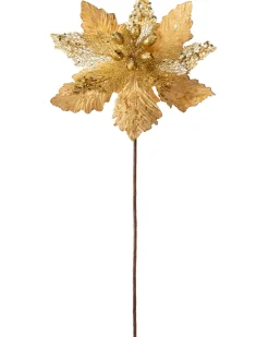 WeRChristmas Artificial Poinsettia Flower, Gold, 32 Cm^ Flowers & Foliage|Flowers & Foliage