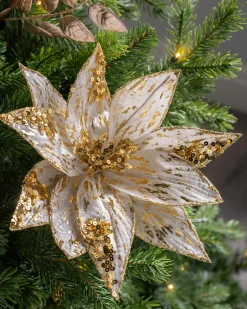 WeRChristmas Artificial Poinsettia Flower, Gold, 28 Cm^ Flowers & Foliage|Flowers & Foliage