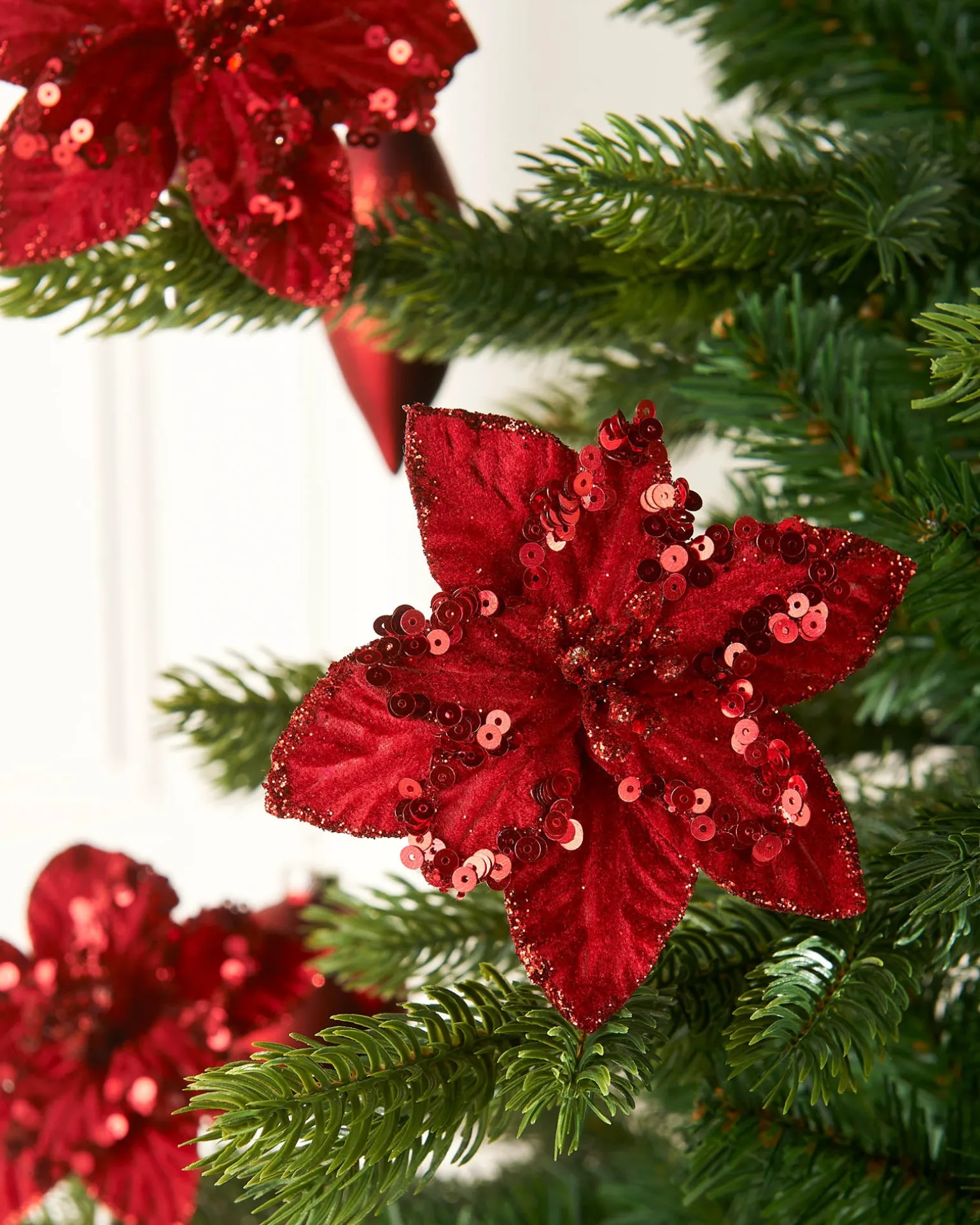 WeRChristmas Artificial Red Poinsettia Flower With Clip, 3 Pack, 12 Cm^ Flowers & Foliage|Flowers & Foliage