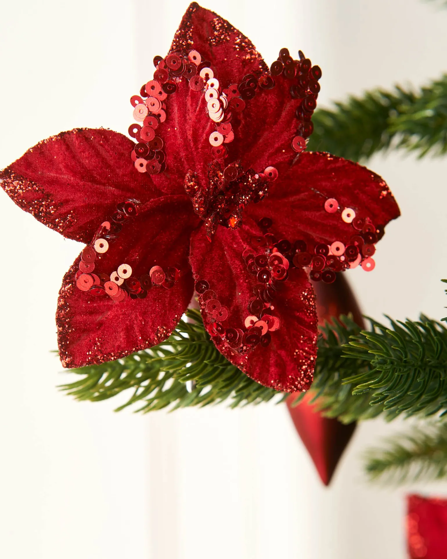 WeRChristmas Artificial Red Poinsettia Flower With Clip, 3 Pack, 12 Cm^ Flowers & Foliage|Flowers & Foliage