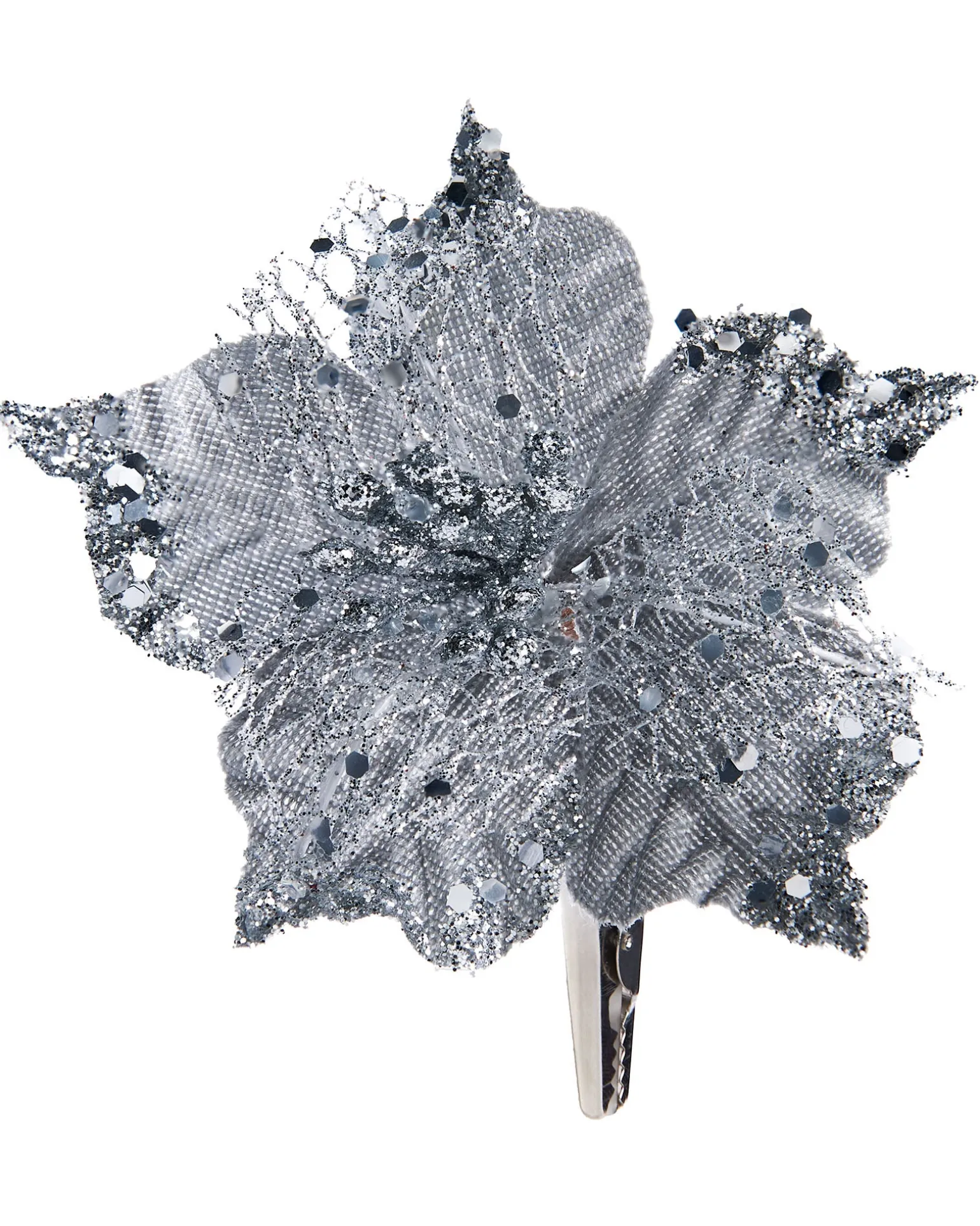 WeRChristmas Artificial Silver Poinsettia Flower With Clip, 3 Pack, 12 Cm^ Flowers & Foliage|Flowers & Foliage