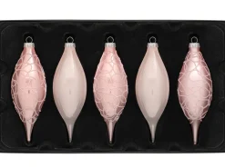 WeRChristmas Baby Pink Glass Baubles, 5 Pack, 15 Cm^ Glass Baubles