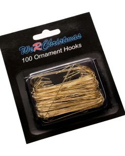 WeRChristmas Bauble Ornament Hooks, Gold, Pack Of 100^ Bauble Hooks