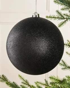 WeRChristmas Black Large Glitter Shatterproof Bauble, 20 Cm^ Oversized Baubles|Shatterproof Baubles