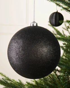WeRChristmas Black Large Glitter Shatterproof Bauble, 20 Cm^ Oversized Baubles|Shatterproof Baubles