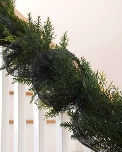 WeRChristmas Black Mesh With Black Foil, 9 M^ Deco Mesh