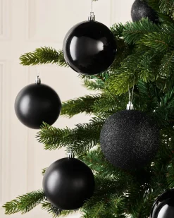WeRChristmas Black Shatterproof Baubles, 9 Pack, 10 Cm^ Oversized Baubles|Shatterproof Baubles