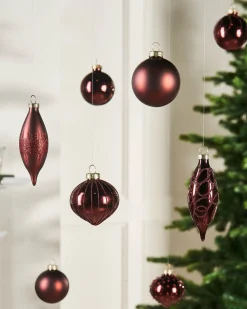 WeRChristmas Burgundy Glass Baubles, 20 Pack^ Glass Baubles