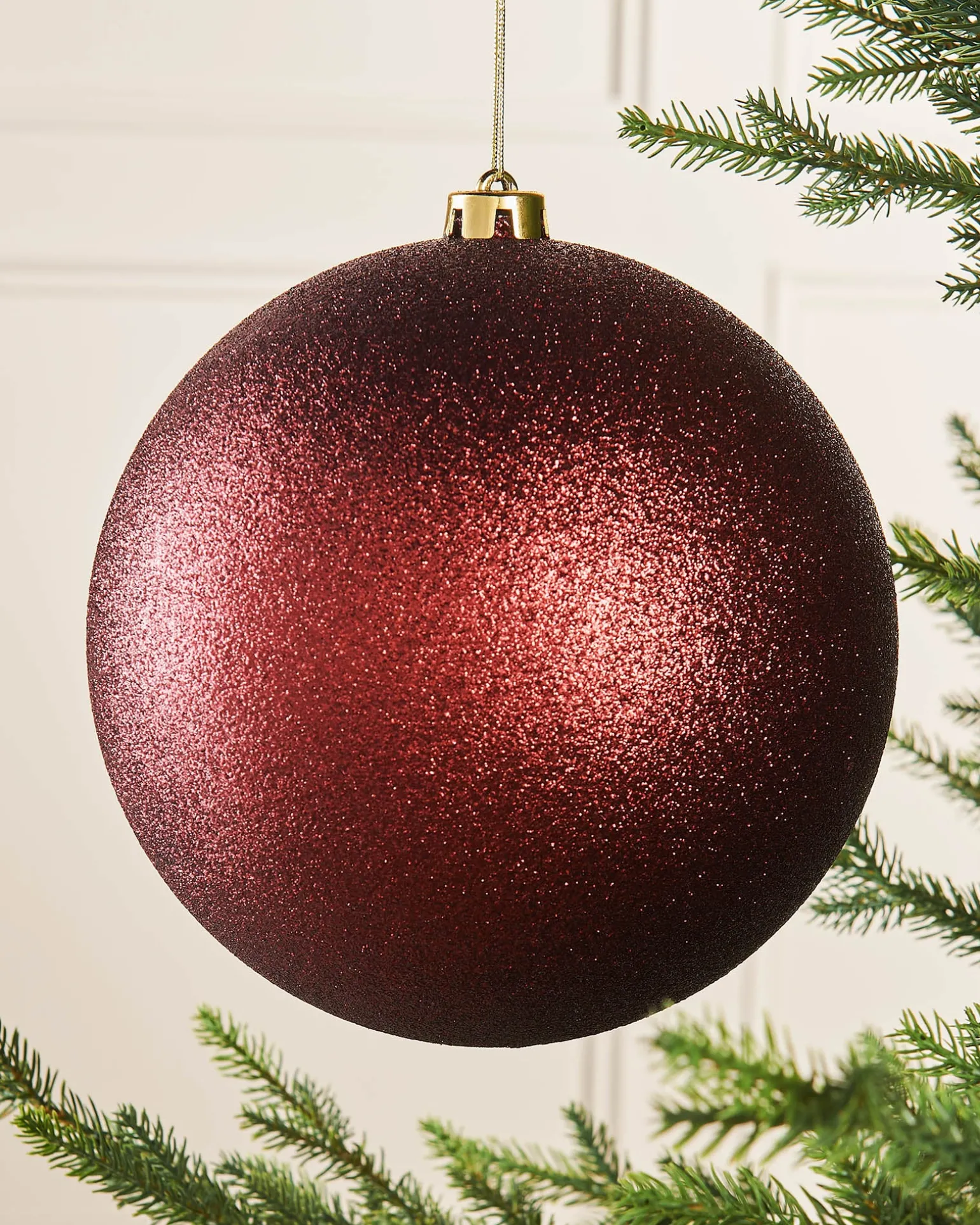 WeRChristmas Burgundy Large Glitter Shatterproof Bauble, 20 Cm^ Oversized Baubles|Shatterproof Baubles