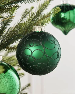 WeRChristmas Christmas Green Glass Baubles, 6 Pack, 10 Cm^ Glass Baubles