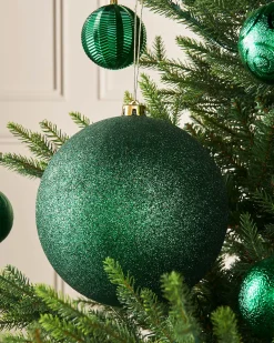 WeRChristmas Christmas Green Large Glitter Shatterproof Bauble, 20 Cm^ Oversized Baubles|Shatterproof Baubles