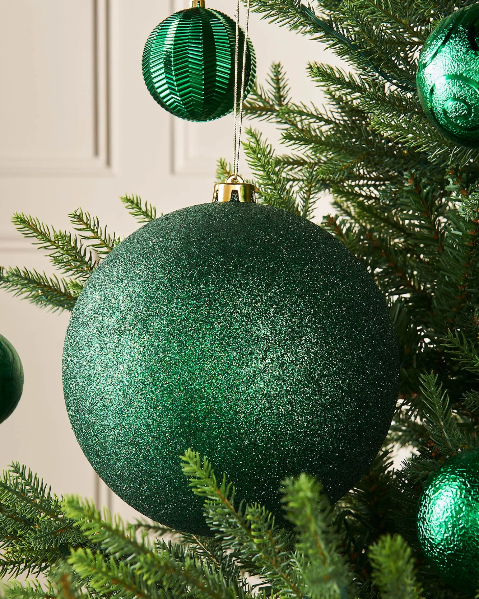 WeRChristmas Christmas Green Large Glitter Shatterproof Bauble, 20 Cm^ Oversized Baubles|Shatterproof Baubles