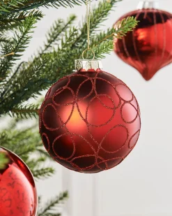 WeRChristmas Christmas Red Glass Baubles, 6 Pack, 10 Cm^ Glass Baubles