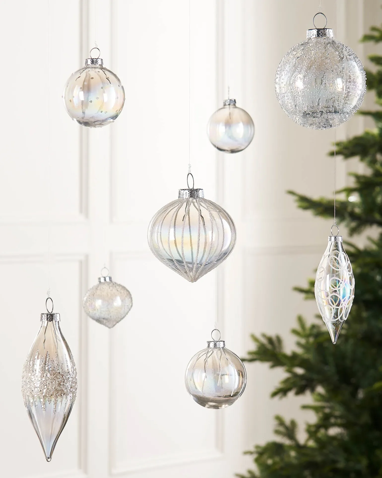 WeRChristmas Clear Iridescent Glass Baubles, 20 Pack^ Glass Baubles