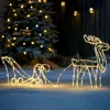 WeRChristmas 3D Reindeer With Sleigh Rope Light Silhouette, 120 Cm^ Outdoor Lighted Reindeer