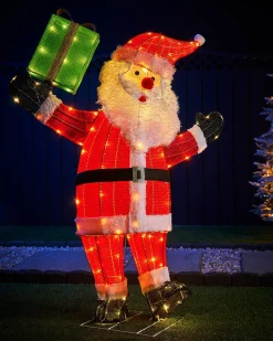 WeRChristmas 3D Tinsel Santa With Gift Box Silhouette^ Christmas Characters