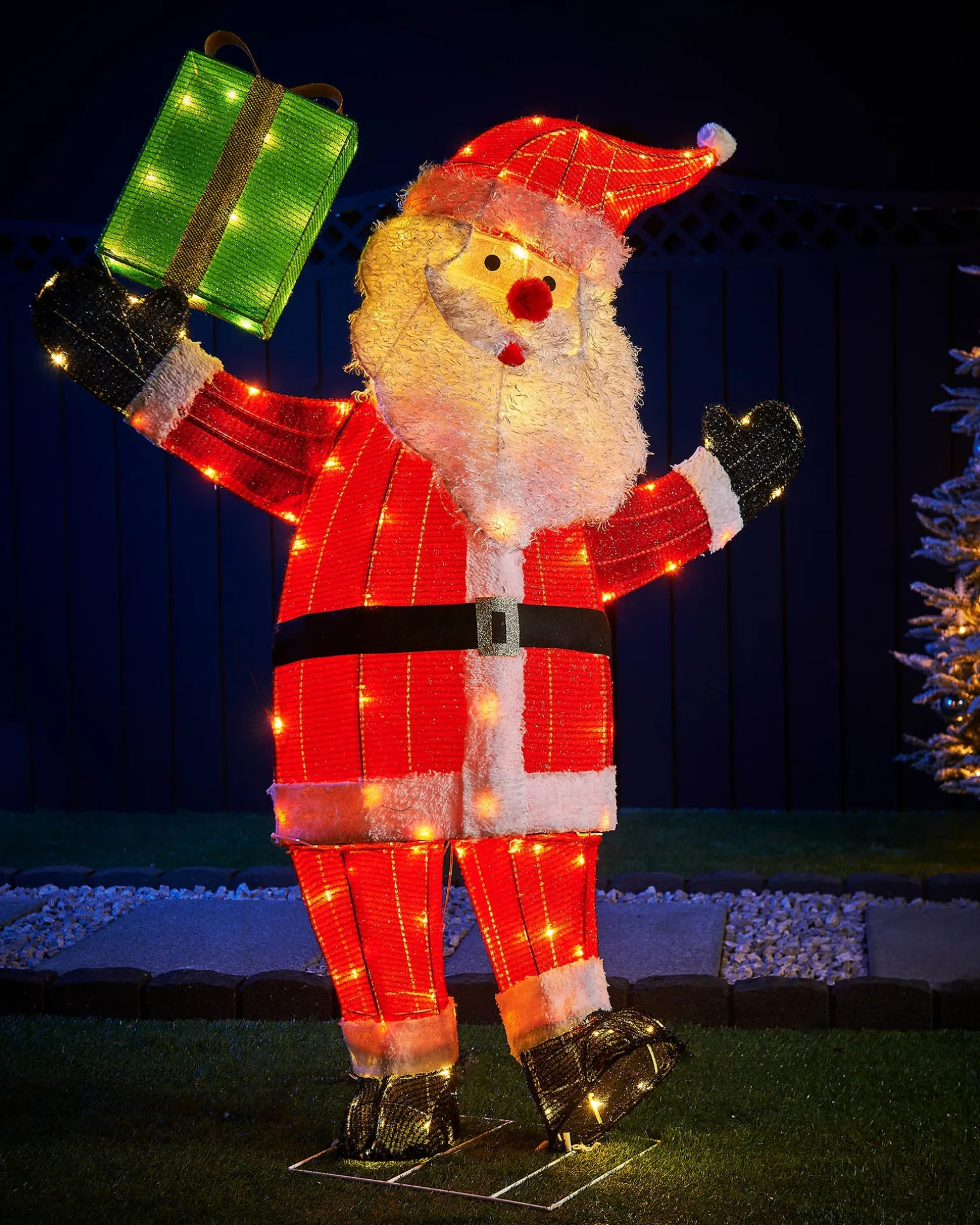 WeRChristmas 3D Tinsel Santa With Gift Box Silhouette^ Christmas Characters