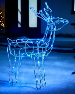 WeRChristmas 3D Twinkling Standing Reindeer Silhouette, Blue, 78 Cm^ Outdoor Lighted Reindeer