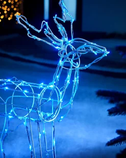 WeRChristmas 3D Twinkling Standing Reindeer Silhouette, Blue, 78 Cm^ Outdoor Lighted Reindeer