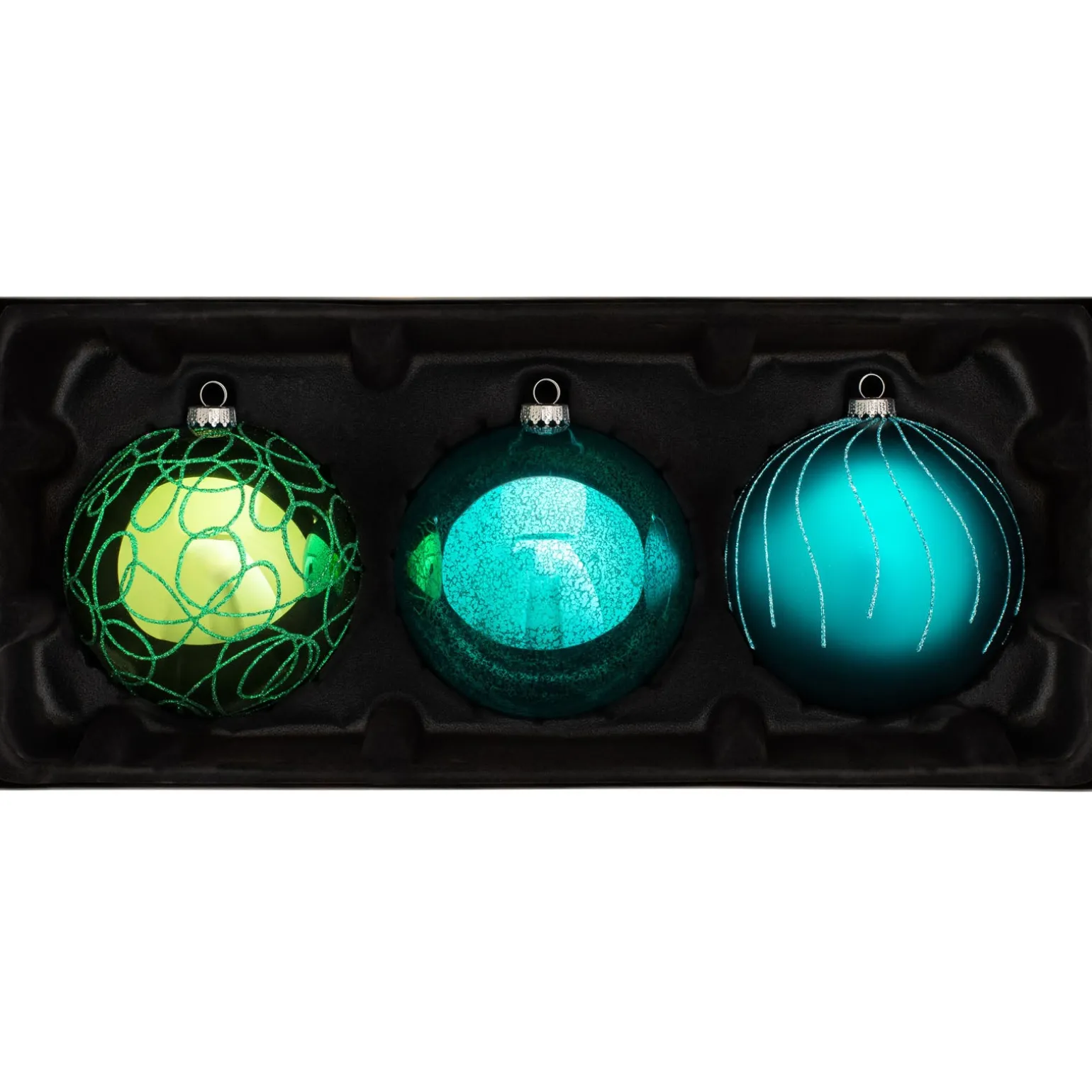WeRChristmas Emerald Glass Baubles, 3 Pack, 13 Cm^ Glass Baubles